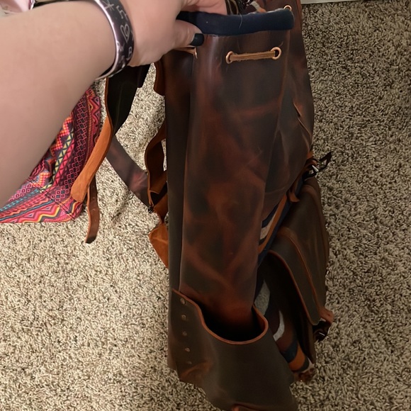 Custom made Pendleton Leather Backpack or Diaper Bag - Picture 4 of 6